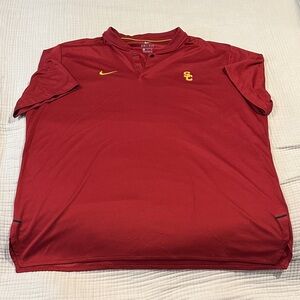 Nike Men's USC Trojans Athletic Mesh Henley Polo Shirt XXL